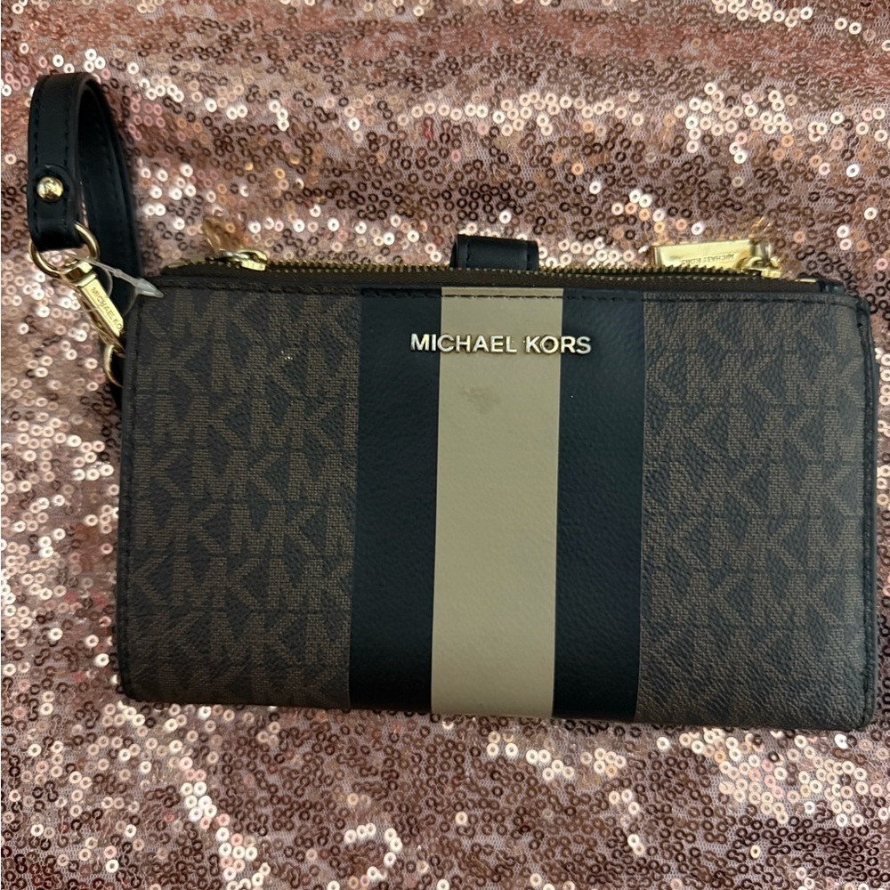 Michael Kors Adele Logo Stripe Smartphone Wallet